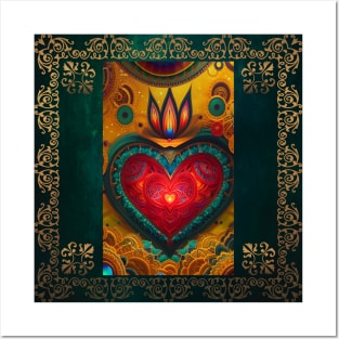 Moroccan Mandala Heart Posters and Art